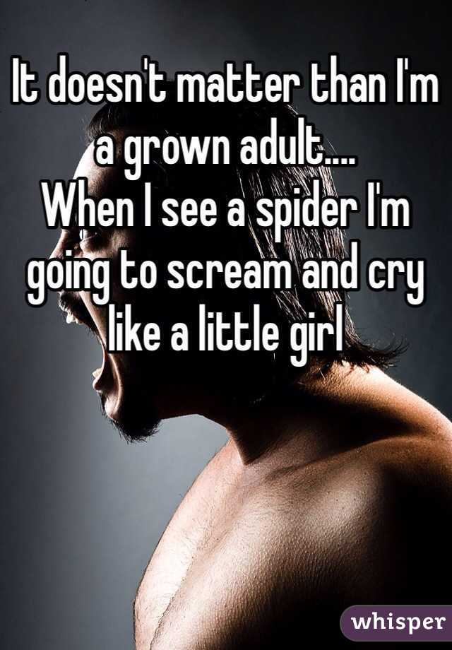 It doesn't matter than I'm a grown adult....
When I see a spider I'm  going to scream and cry like a little girl 