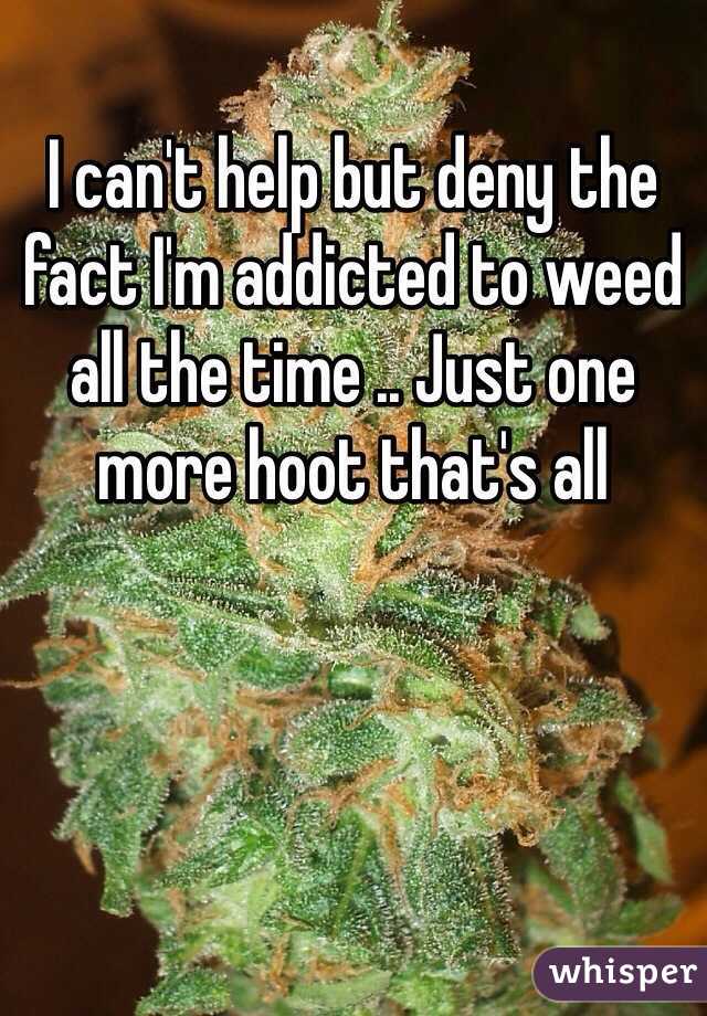 I can't help but deny the fact I'm addicted to weed all the time .. Just one more hoot that's all 