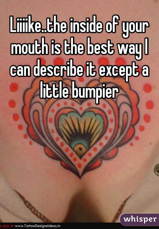 Liiiike..the inside of your mouth is the best way I can describe it except a little bumpier 