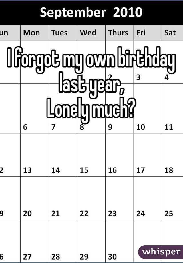 I forgot my own birthday last year,
Lonely much?