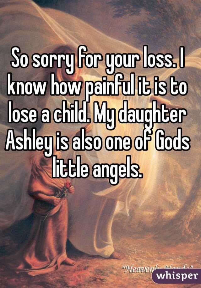 So sorry for your loss. I know how painful it is to lose a child. My daughter Ashley is also one of Gods little angels. 
