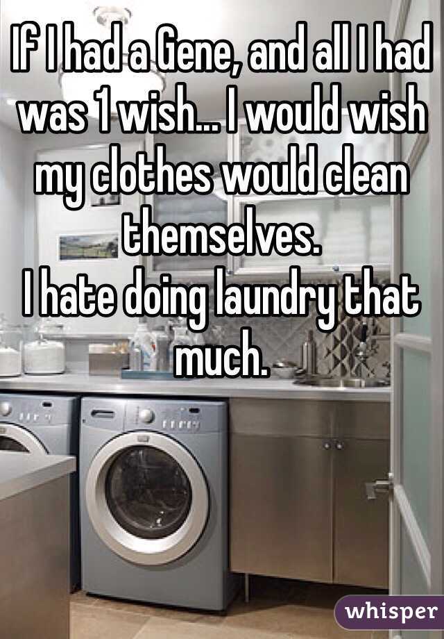 If I had a Gene, and all I had was 1 wish... I would wish my clothes would clean themselves. 
I hate doing laundry that much. 