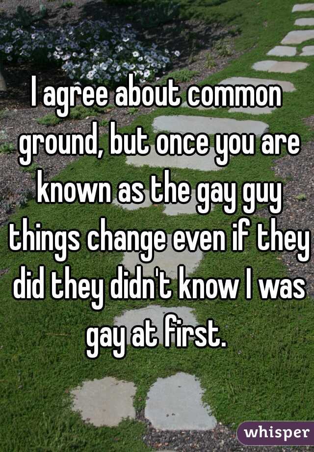 I agree about common ground, but once you are known as the gay guy things change even if they did they didn't know I was gay at first. 
