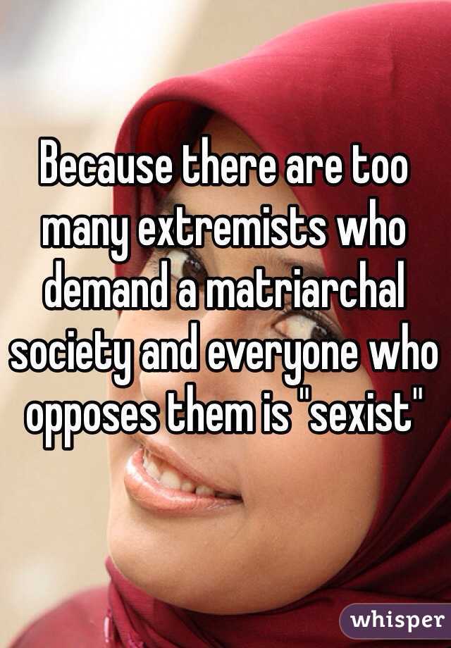Because there are too many extremists who demand a matriarchal society and everyone who opposes them is "sexist"