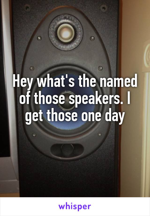 Hey what's the named of those speakers. I get those one day
