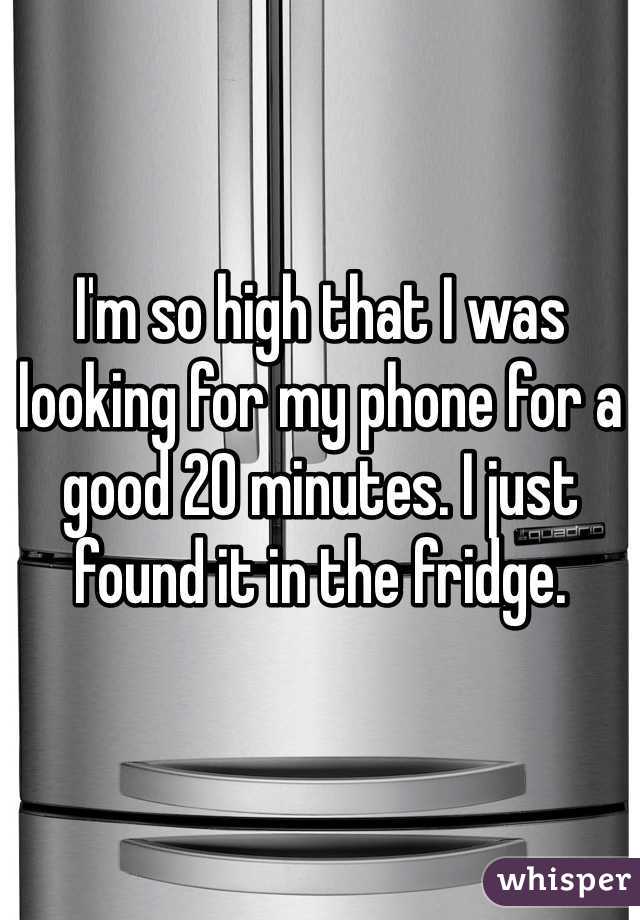 I'm so high that I was looking for my phone for a good 20 minutes. I just found it in the fridge.