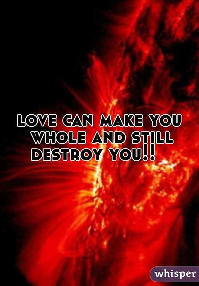 love can make you whole and still destroy you!!   