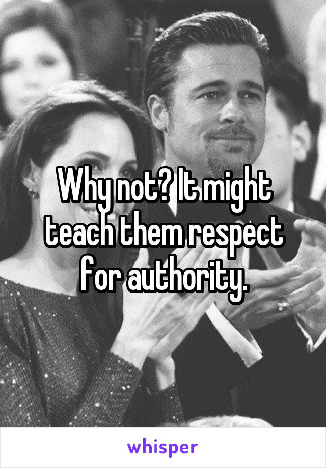 Why not? It might teach them respect for authority.