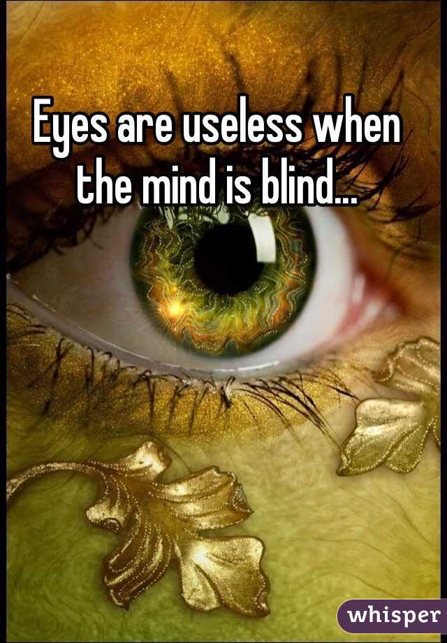 Eyes are useless when the mind is blind... 