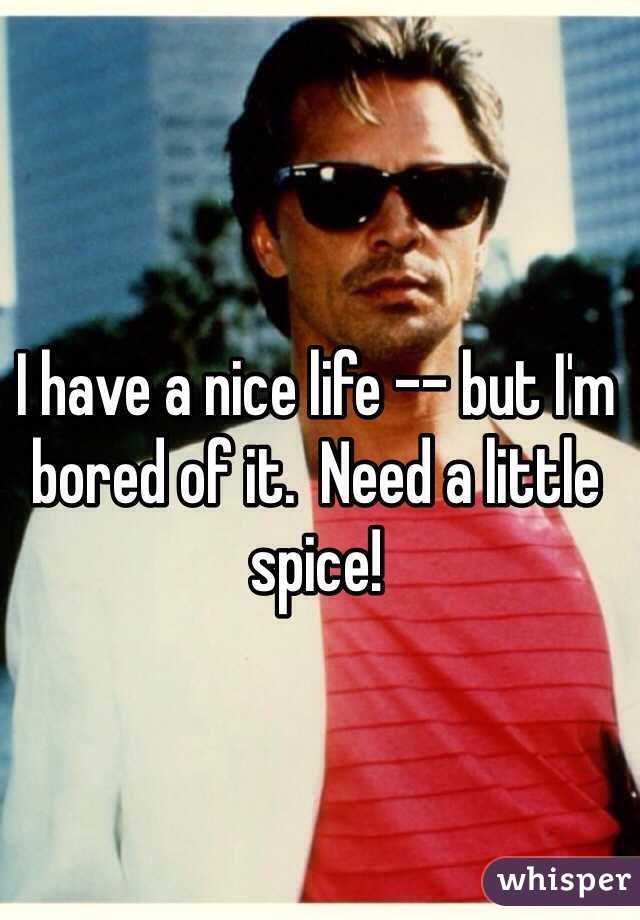 I have a nice life -- but I'm bored of it.  Need a little spice!   