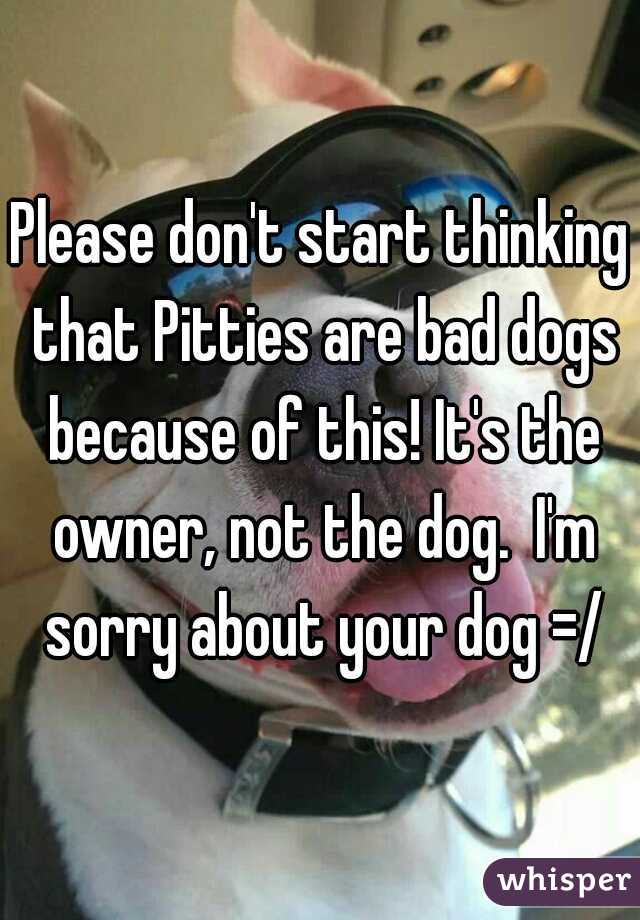 Please don't start thinking that Pitties are bad dogs because of this! It's the owner, not the dog.  I'm sorry about your dog =/