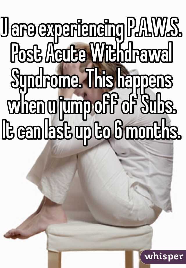 U are experiencing P.A.W.S. Post Acute Withdrawal Syndrome. This happens when u jump off of Subs. It can last up to 6 months. 