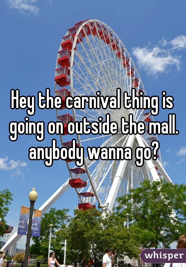Hey the carnival thing is going on outside the mall. anybody wanna go?