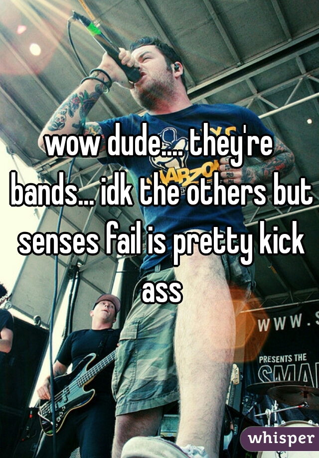 wow dude.... they're bands... idk the others but senses fail is pretty kick ass