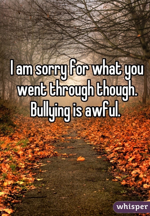 I am sorry for what you went through though. Bullying is awful. 