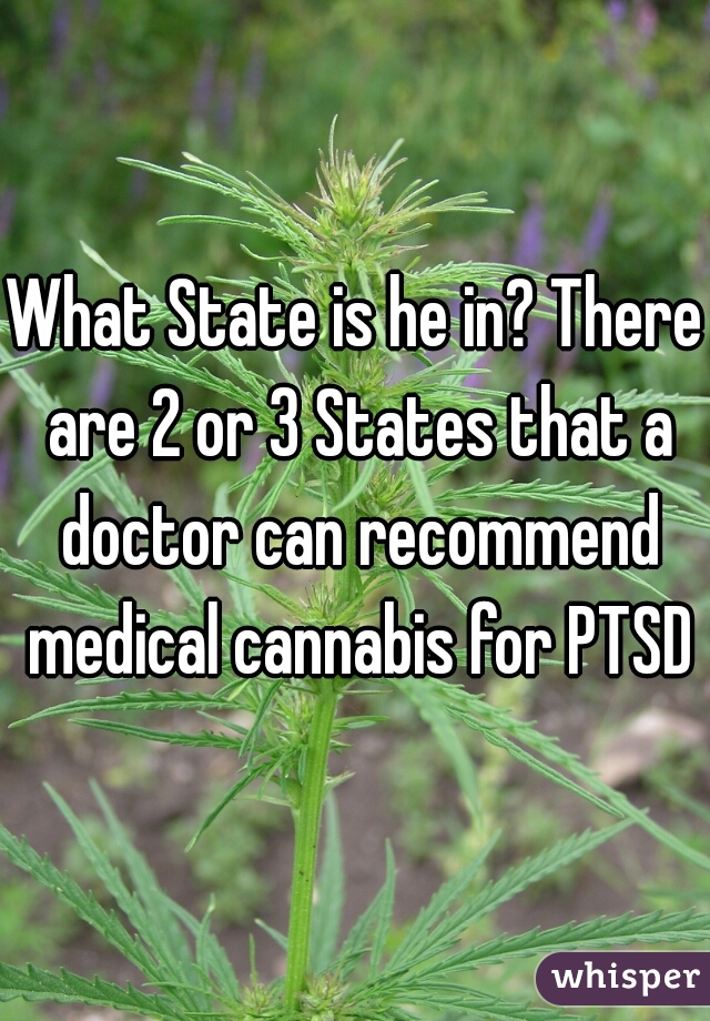 What State is he in? There are 2 or 3 States that a doctor can recommend medical cannabis for PTSD