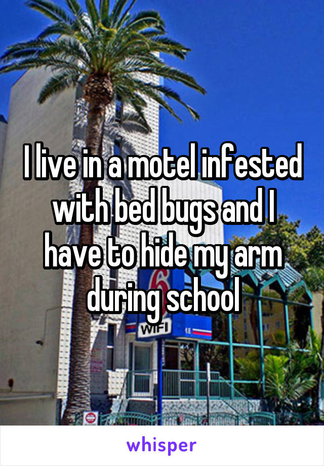 I live in a motel infested with bed bugs and I have to hide my arm during school