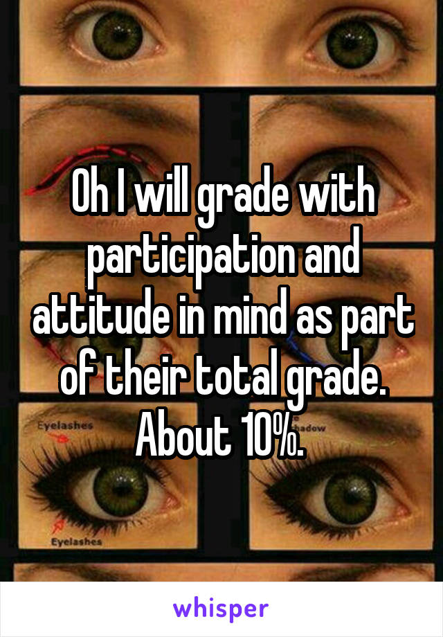 Oh I will grade with participation and attitude in mind as part of their total grade. About 10%. 