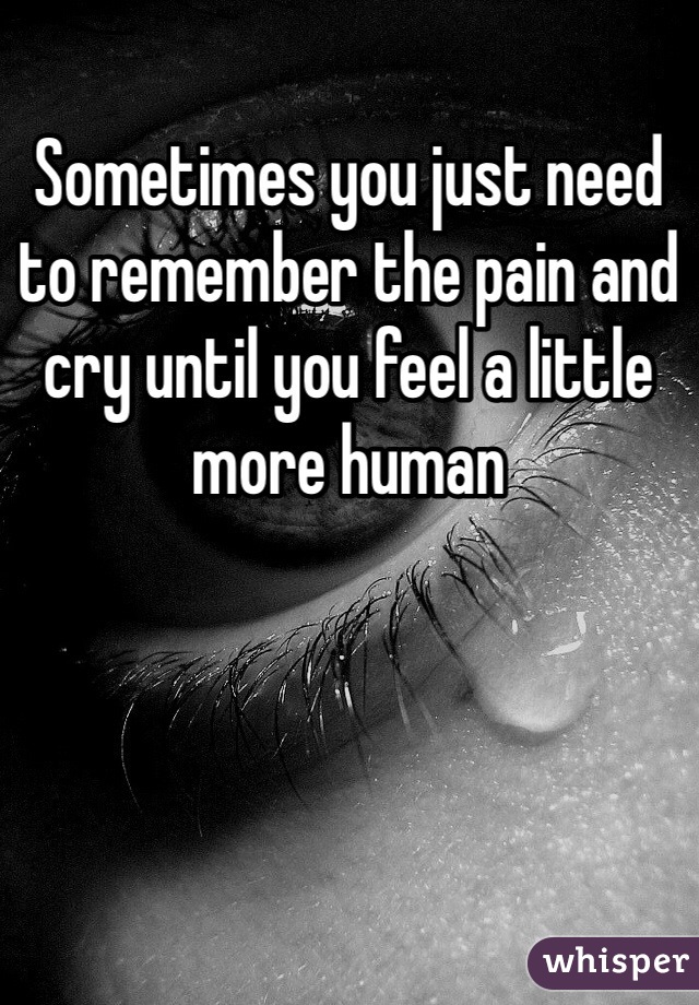 Sometimes you just need to remember the pain and cry until you feel a little more human 