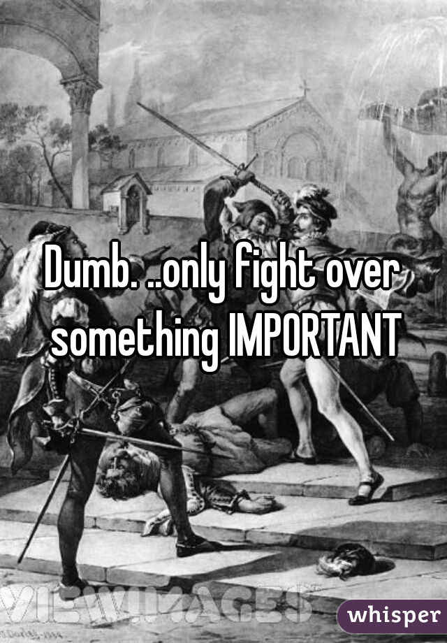 Dumb. ..only fight over something IMPORTANT