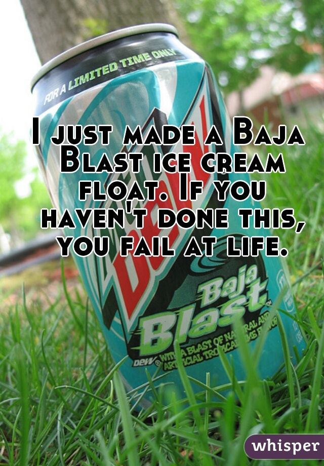 I just made a Baja Blast ice cream float. If you haven't done this, you fail at life.