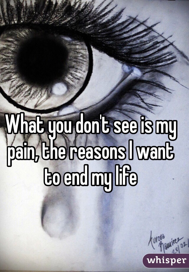 What you don't see is my pain, the reasons I want to end my life