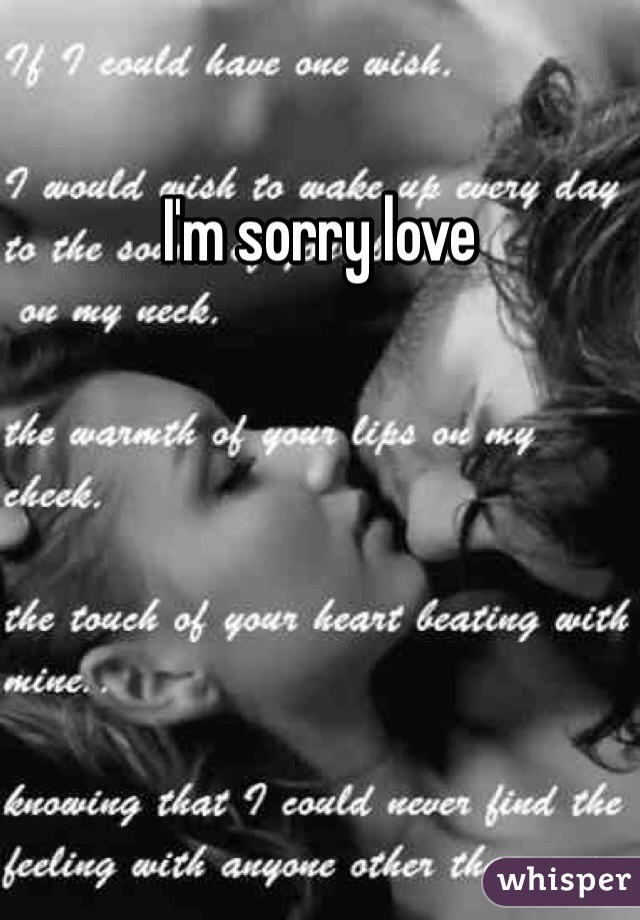 I'm sorry love