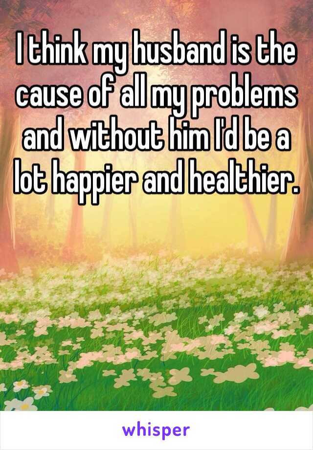 I think my husband is the cause of all my problems and without him I'd be a lot happier and healthier. 