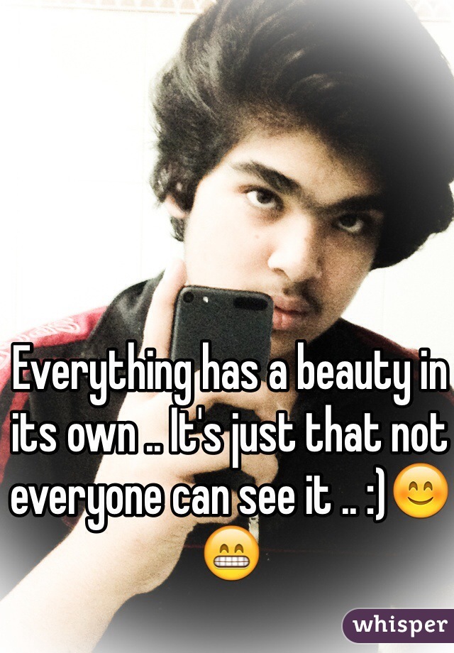 Everything has a beauty in its own .. It's just that not everyone can see it .. :)😊😁