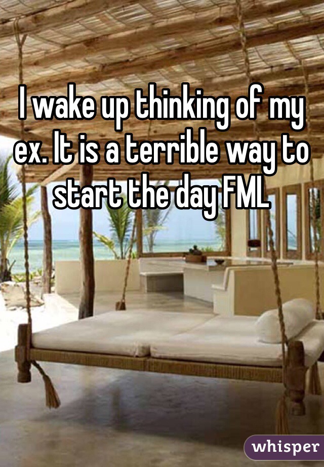 I wake up thinking of my ex. It is a terrible way to start the day FML