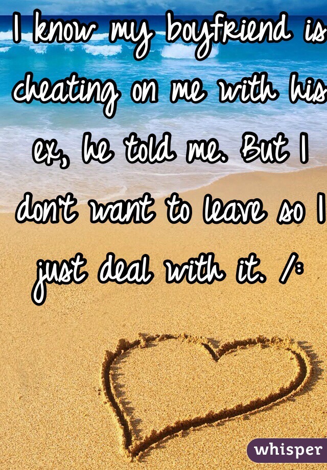 I know my boyfriend is cheating on me with his ex, he told me. But I don't want to leave so I just deal with it. /: