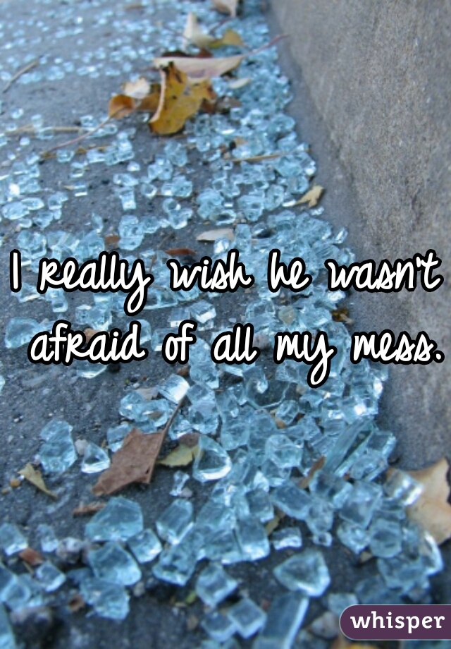 I really wish he wasn't afraid of all my mess. 