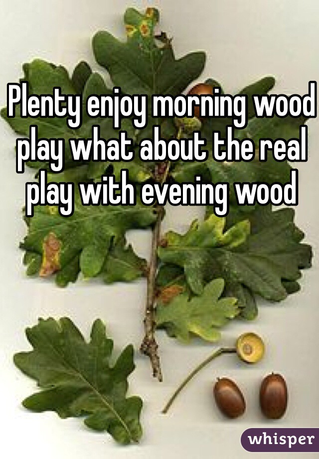 Plenty enjoy morning wood play what about the real play with evening wood