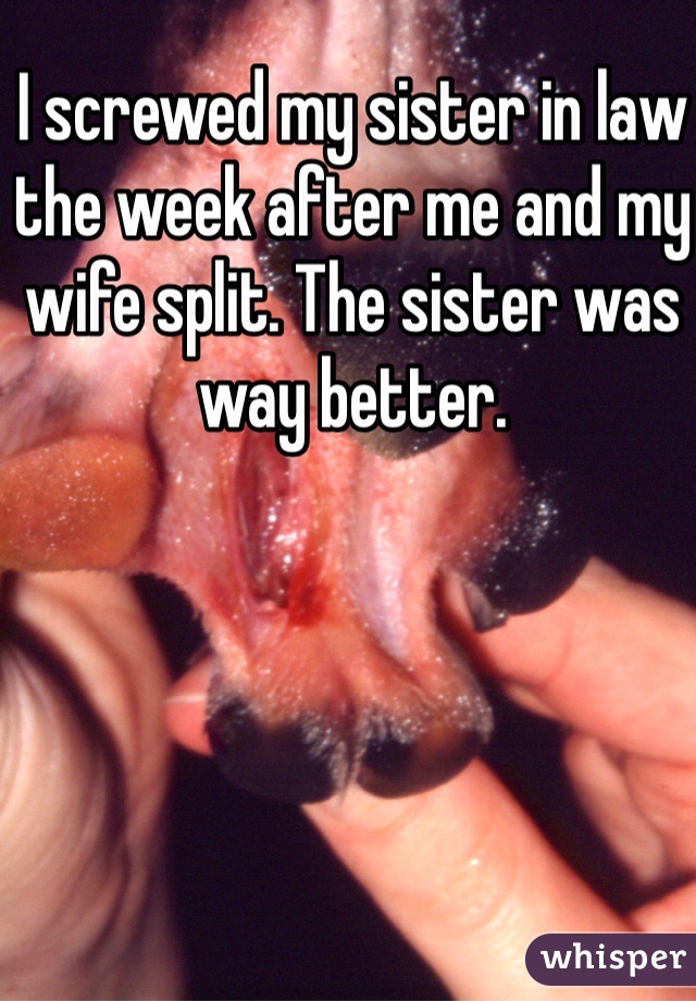 I screwed my sister in law the week after me and my wife split. The sister was way better. 