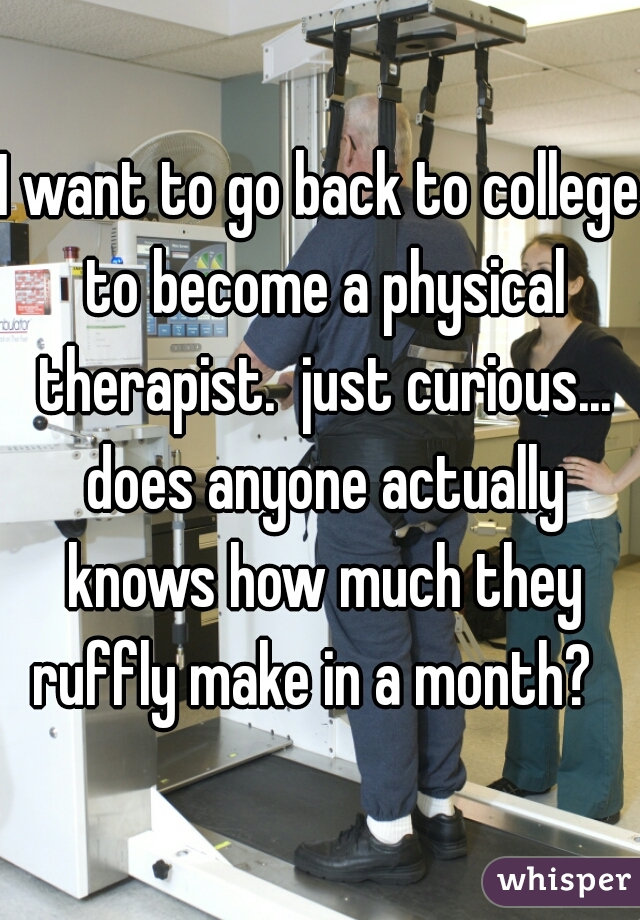 I want to go back to college to become a physical therapist.  just curious... does anyone actually knows how much they ruffly make in a month?  