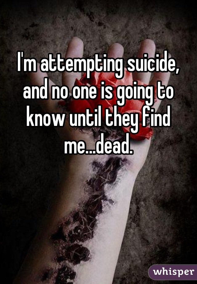 I'm attempting suicide, and no one is going to know until they find me...dead.