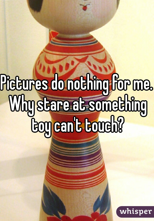 Pictures do nothing for me. Why stare at something toy can't touch?