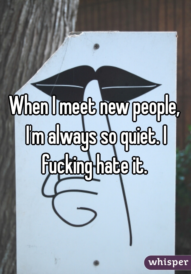 When I meet new people, I'm always so quiet. I fucking hate it. 