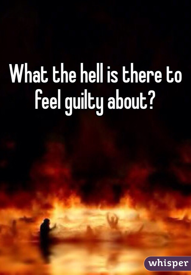 What the hell is there to feel guilty about?