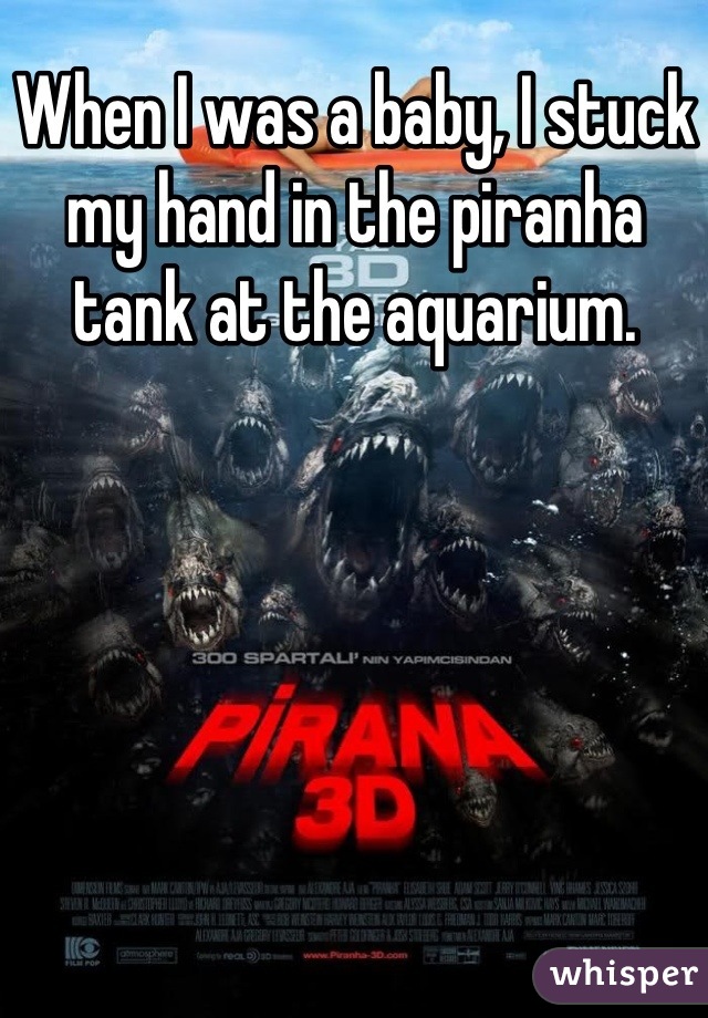 When I was a baby, I stuck my hand in the piranha tank at the aquarium.