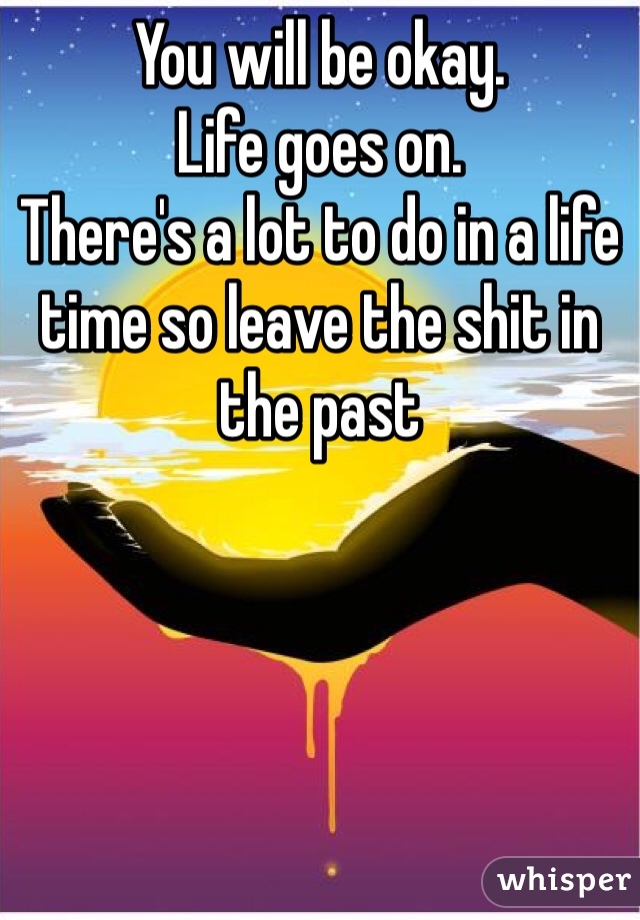 You will be okay. 
Life goes on. 
There's a lot to do in a life time so leave the shit in the past 