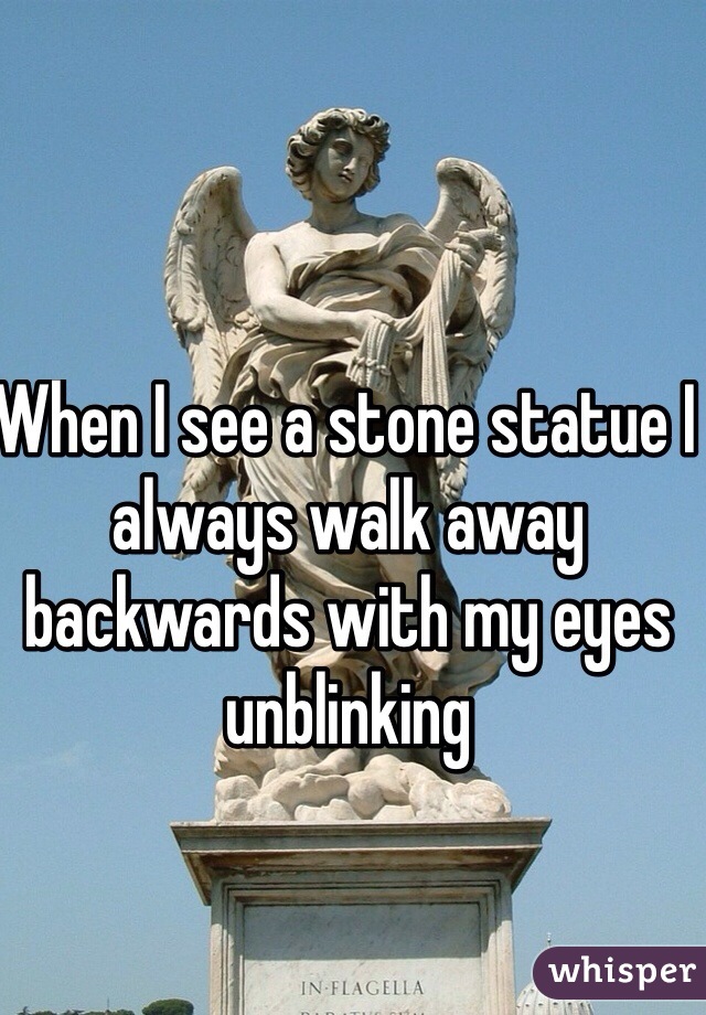 When I see a stone statue I always walk away backwards with my eyes unblinking