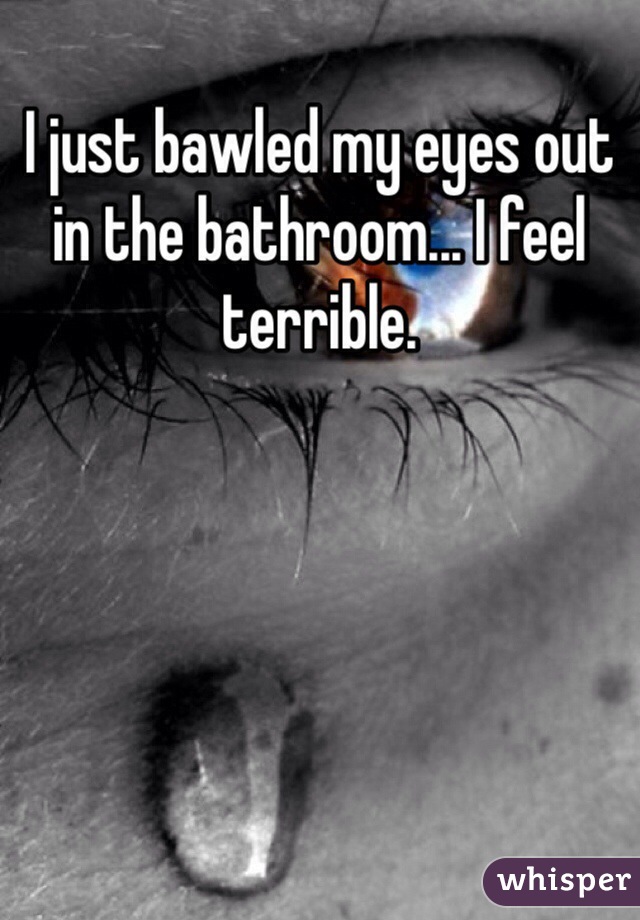 I just bawled my eyes out in the bathroom... I feel terrible.