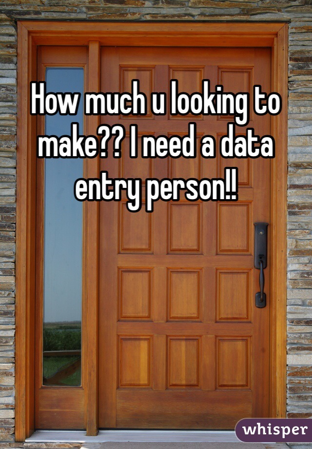 How much u looking to make?? I need a data entry person!!