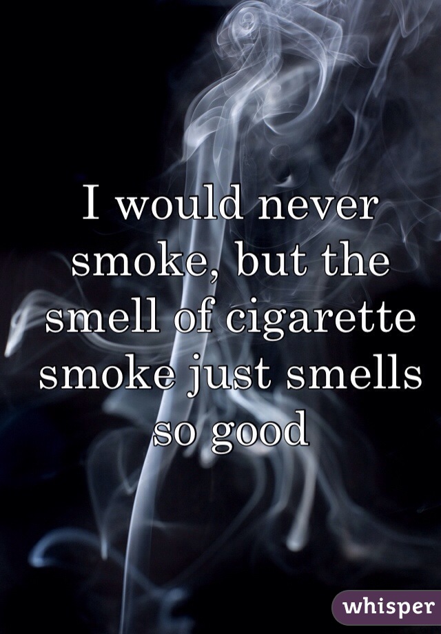 I would never smoke, but the smell of cigarette smoke just smells so good