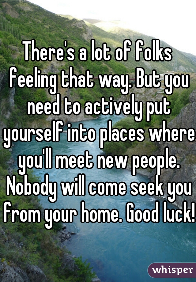 There's a lot of folks feeling that way. But you need to actively put yourself into places where you'll meet new people. Nobody will come seek you from your home. Good luck!