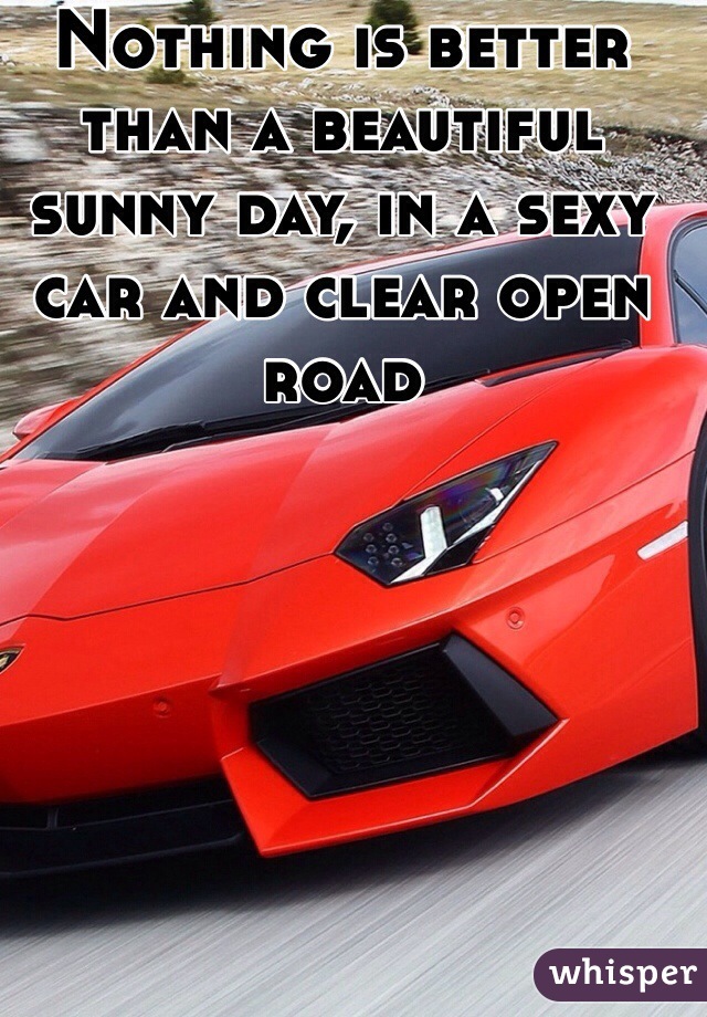 Nothing is better than a beautiful sunny day, in a sexy car and clear open road