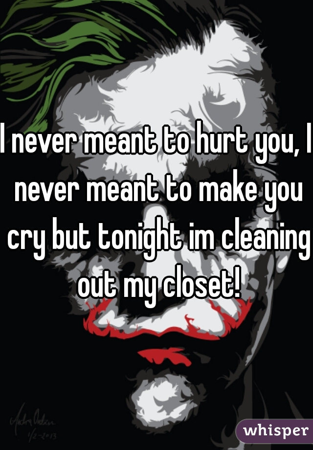 I never meant to hurt you, I never meant to make you cry but tonight im cleaning out my closet!