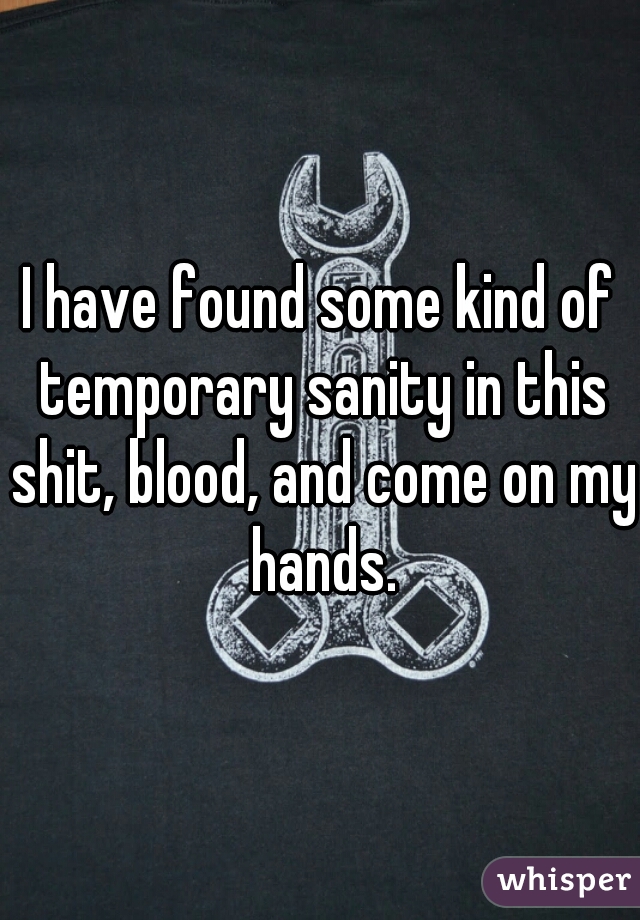 I have found some kind of temporary sanity in this shit, blood, and come on my hands.