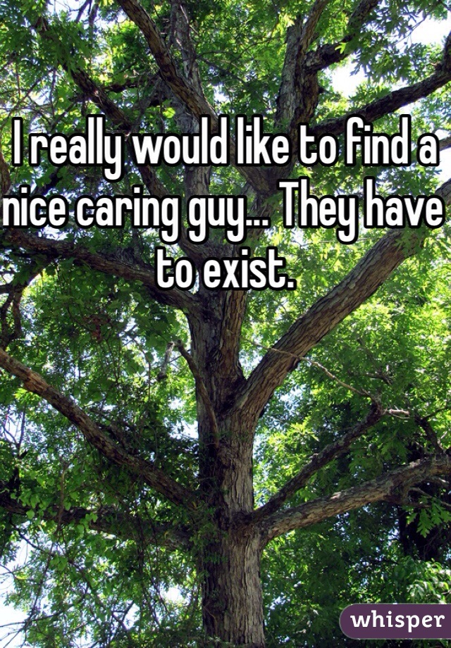 I really would like to find a nice caring guy... They have to exist. 